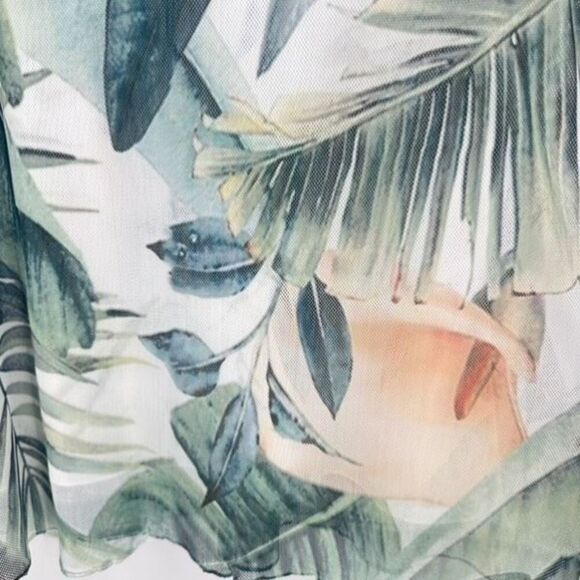 NWT Clotheshead Layered Mesh Sleeveless Tropical Floral Top Small White Green - Picture 10 of 12